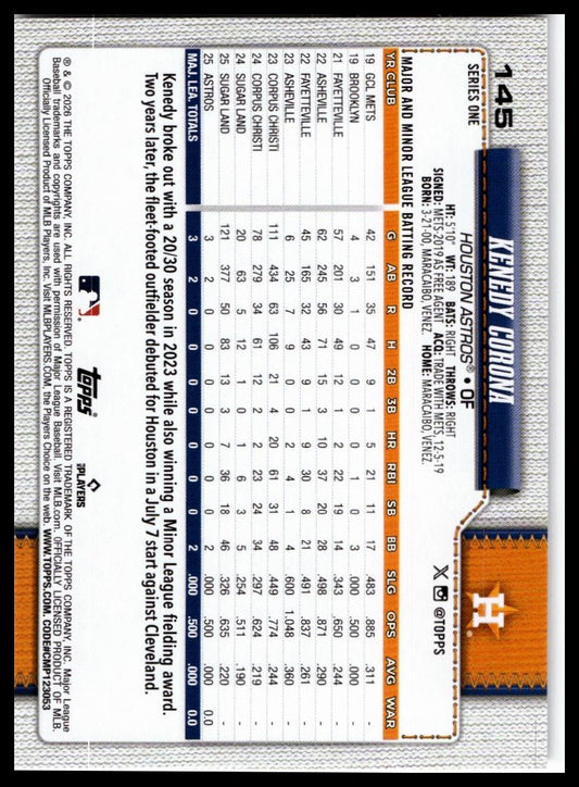 2026 Topps #145 Kenedy Corona RC
