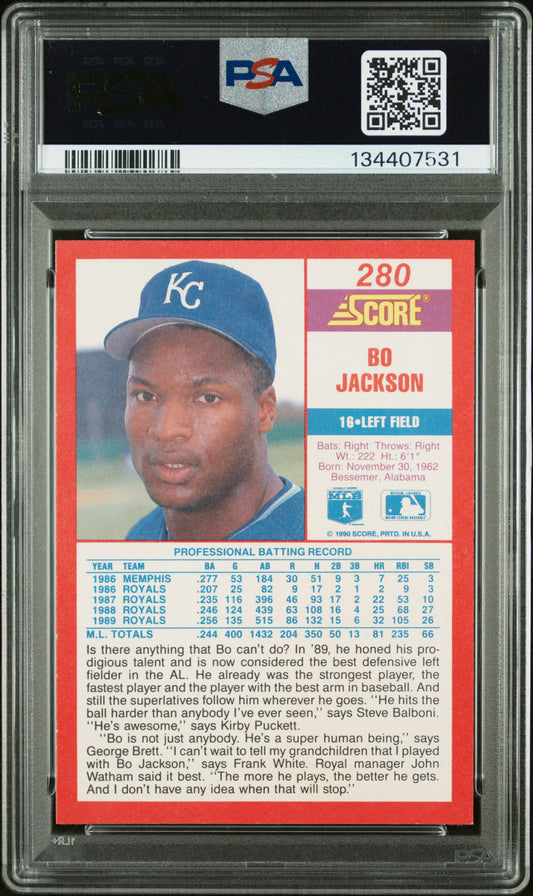 1990 Score #280 Bo Jackson Error-Watham PSA 9