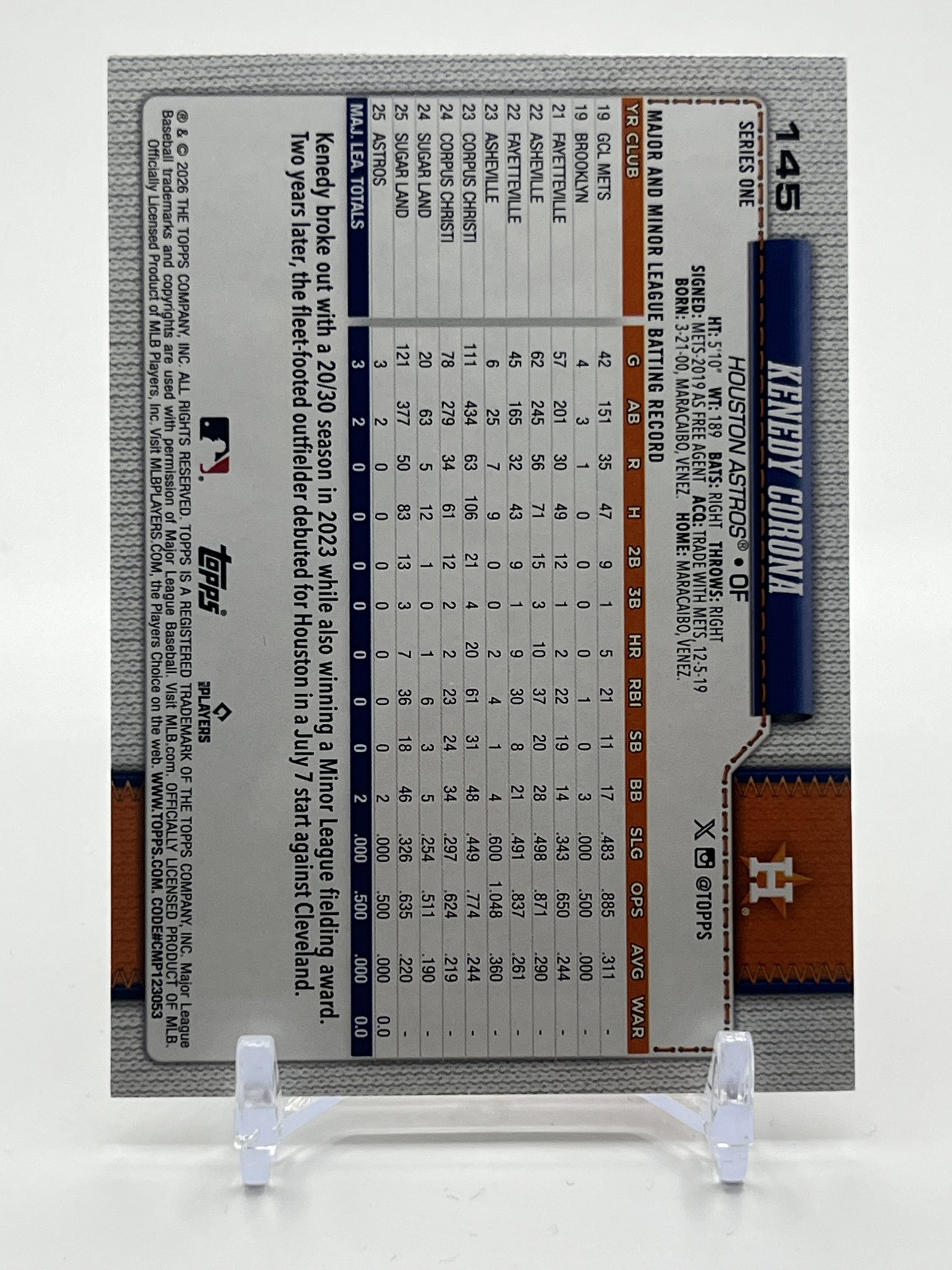 2026 Topps #145 Kenedy Corona
