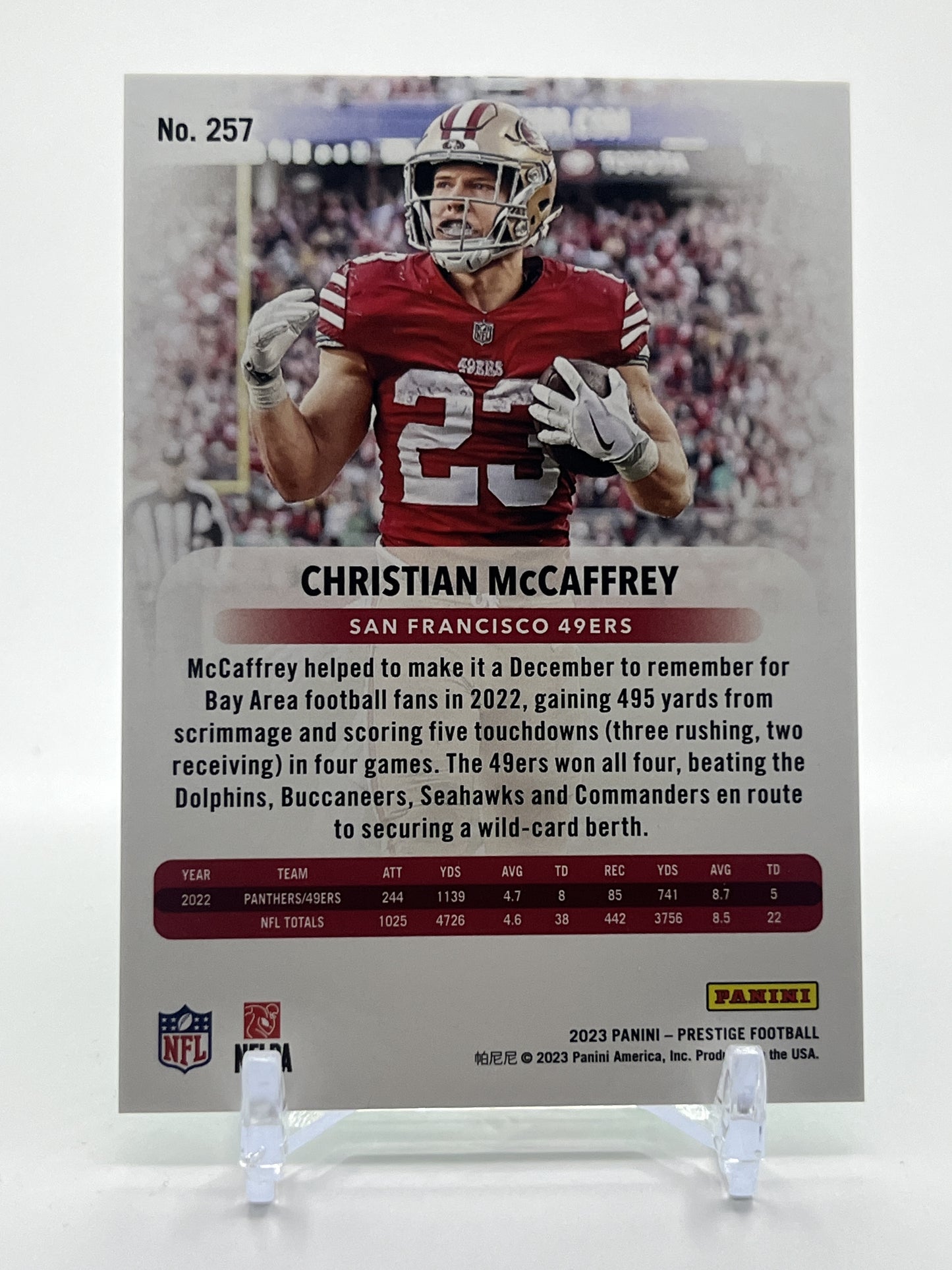 2023 Panini Prestige #257 Christian McCaffrey Xtra Points Premium Green
