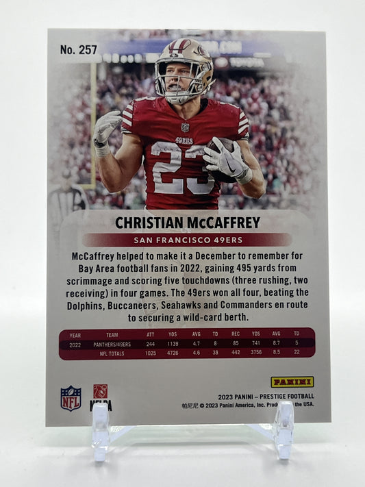 2023 Panini Prestige #257 Christian McCaffrey Xtra Points Premium Green