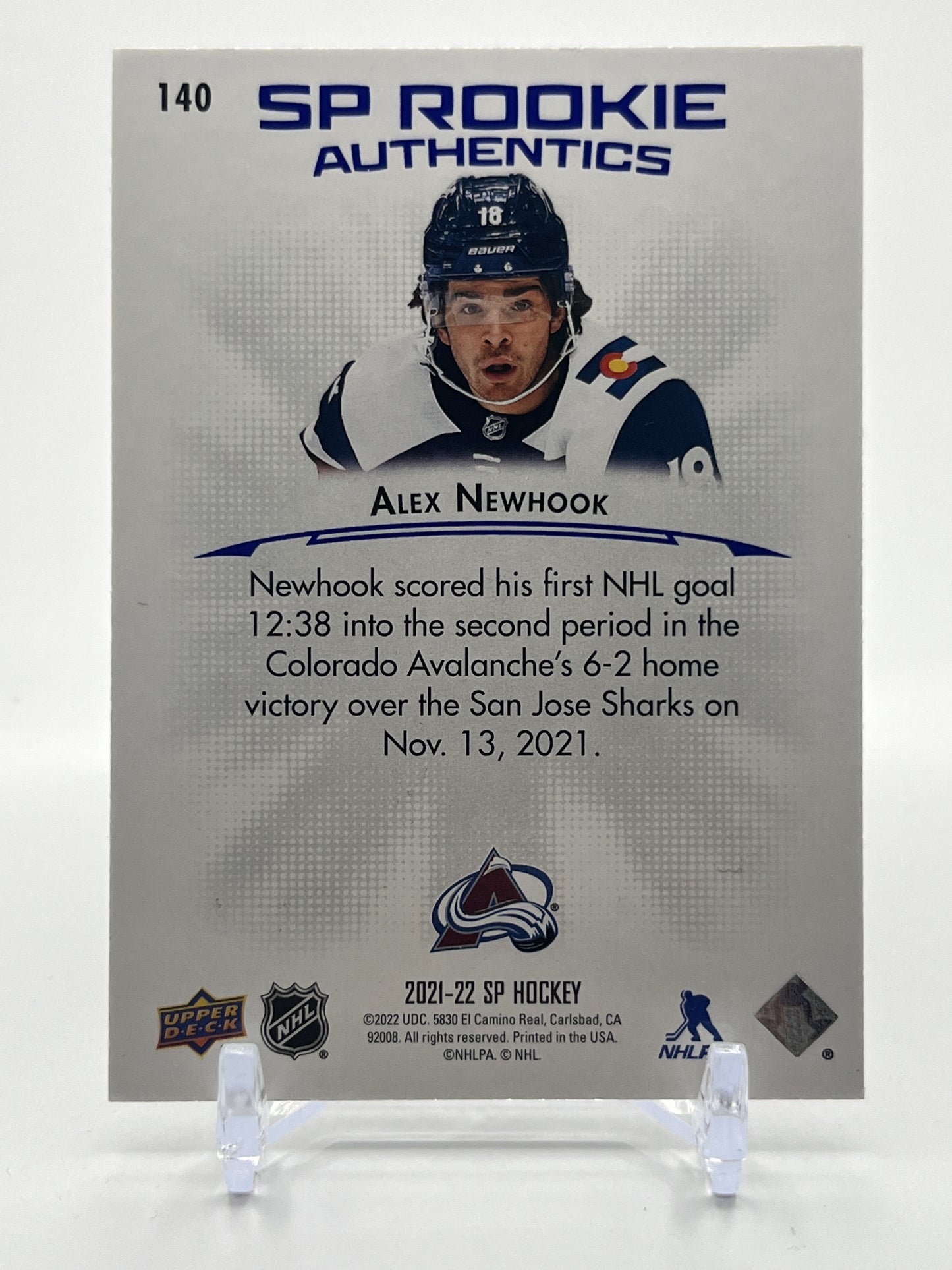 2021-22 SP #140 Alex Newhook Blue