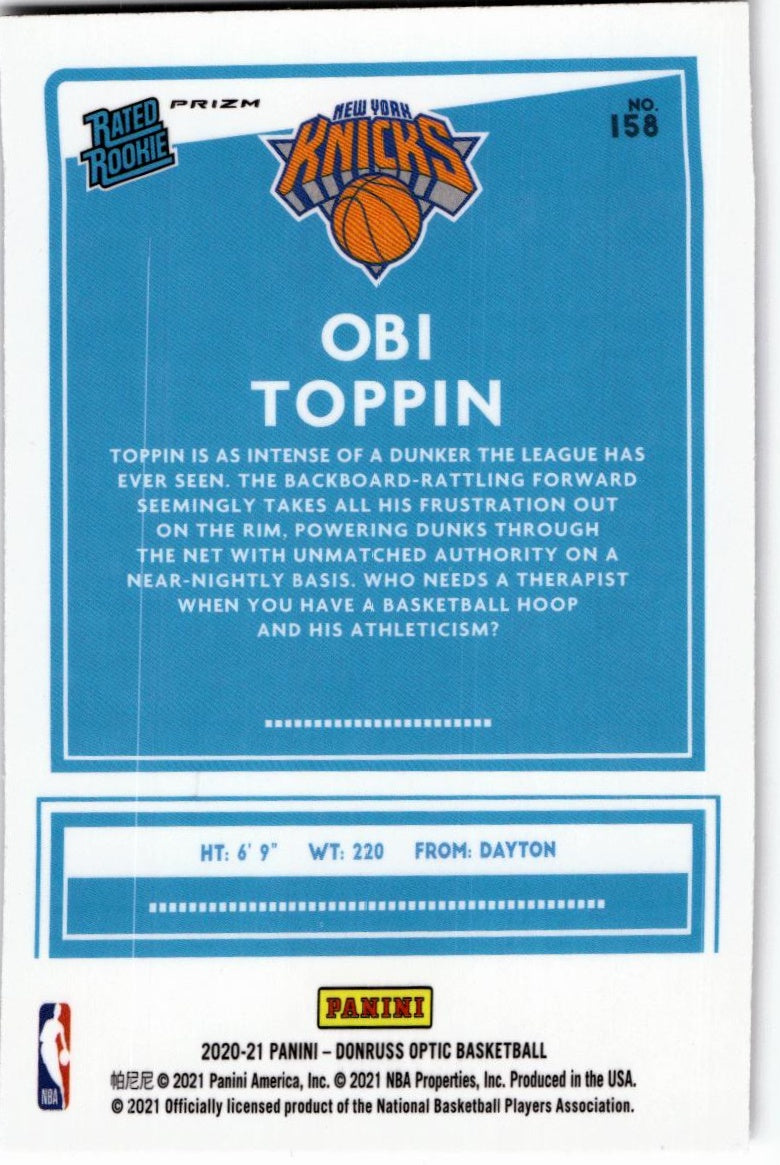 2020-21 Donruss Optic #158 Obi Toppin Fanatics