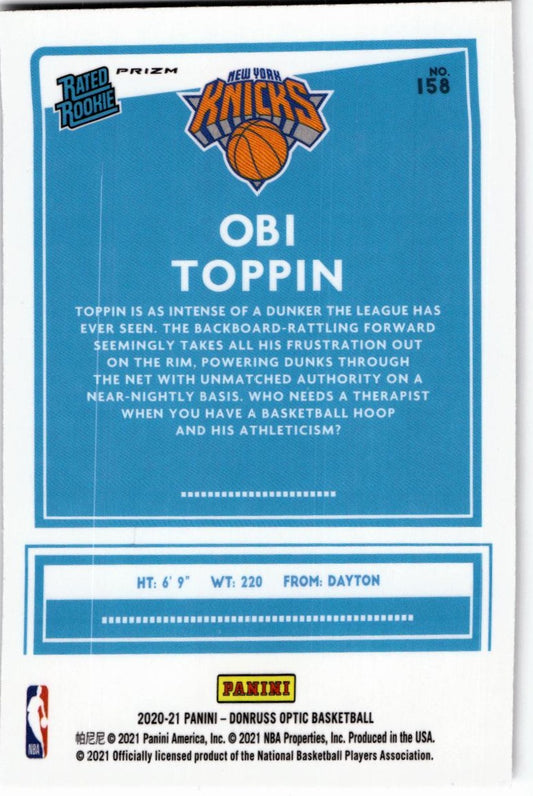 2020-21 Donruss Optic #158 Obi Toppin Fanatics