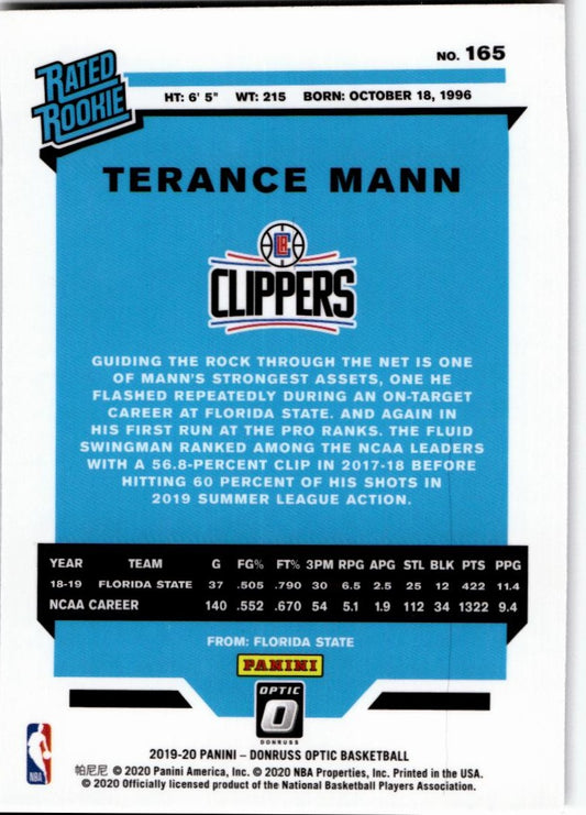 2019-20 Donruss Optic #165 Terance Mann
