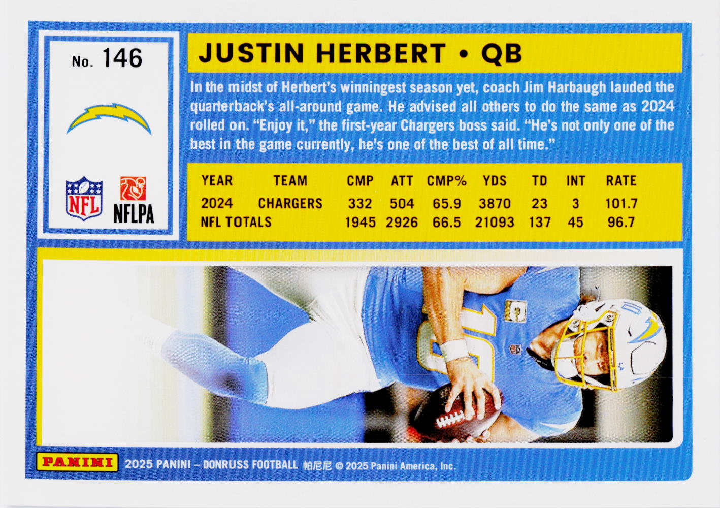 2025 Donruss #146 Justin Herbert Press Proofs Blue