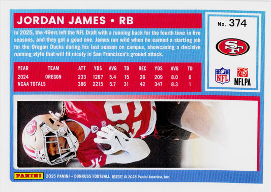 2025 Donruss #374 Jordan James Press Proofs Blue