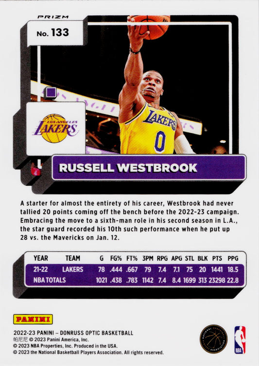2022-23 Donruss Optic #133 Russell Westbrook Fast Break Holo