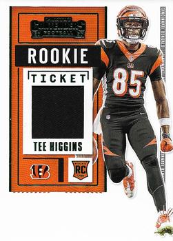 2020 Panini Contenders #RTS-THI Tee Higgins Rookie Ticket Swatches