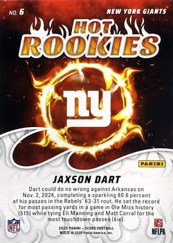 2025 Score #6 Jaxson Dart Hot Rookies