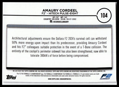2024 Topps Chrome Formula 1 #CAC-COR Amaury Cordeel /199 Checker Flag Refractor
