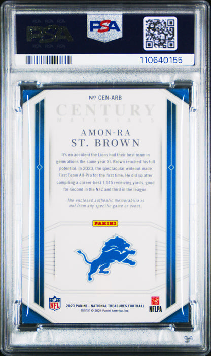 2023 Panini National Treasures Amon-Ra St. Brown Century Material PSA 8