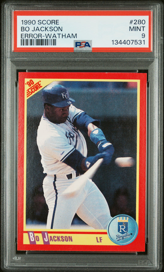 1990 Score #280 Bo Jackson Error-Watham PSA 9