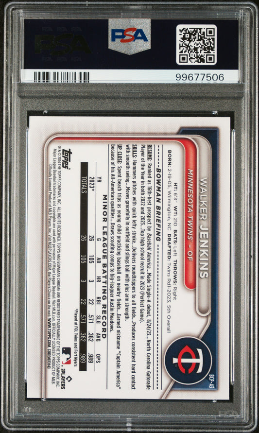 2024 Bowman Chrome Prospects #BCP43 Walker Jenkins PSA 10