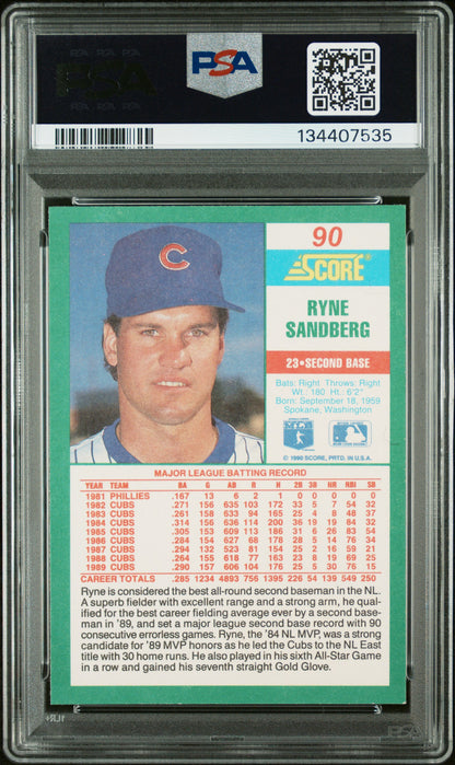 1990 Score #90 Ryne Sandberg PSA 9
