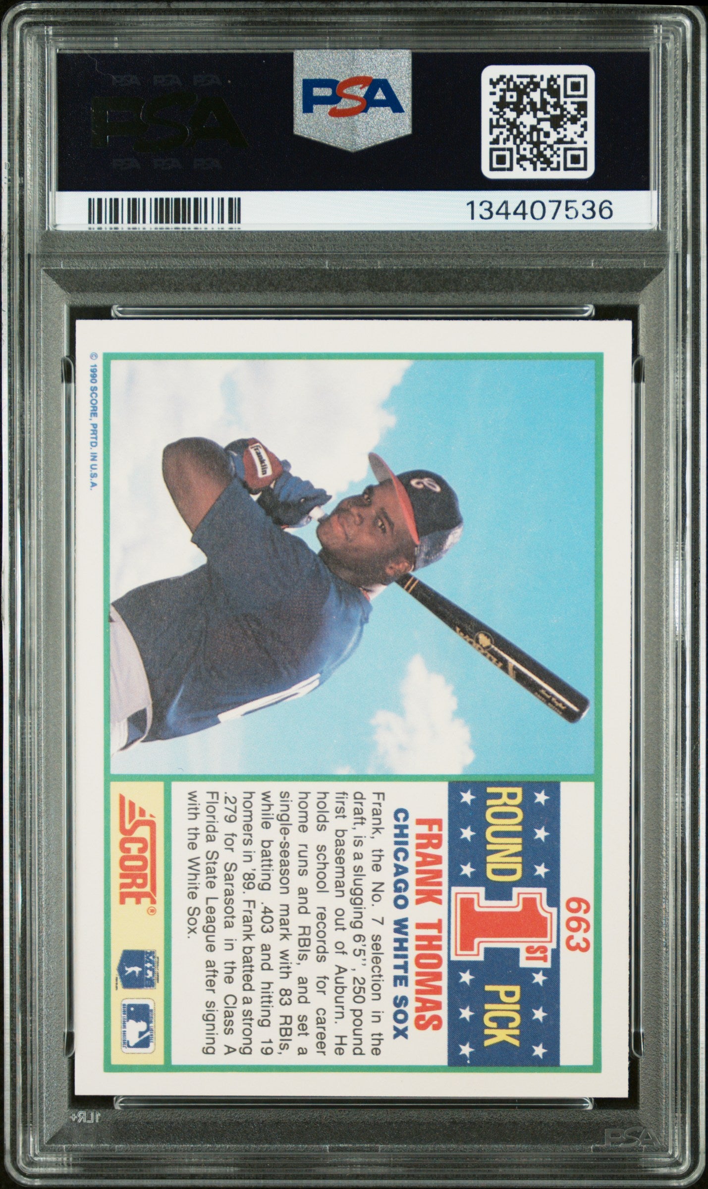 1990 Score #663 Frank Thomas PSA 8