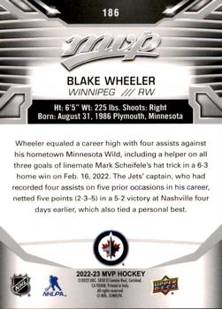 2022-23 Upper Deck MVP #186 Blake Wheeler Silver Script