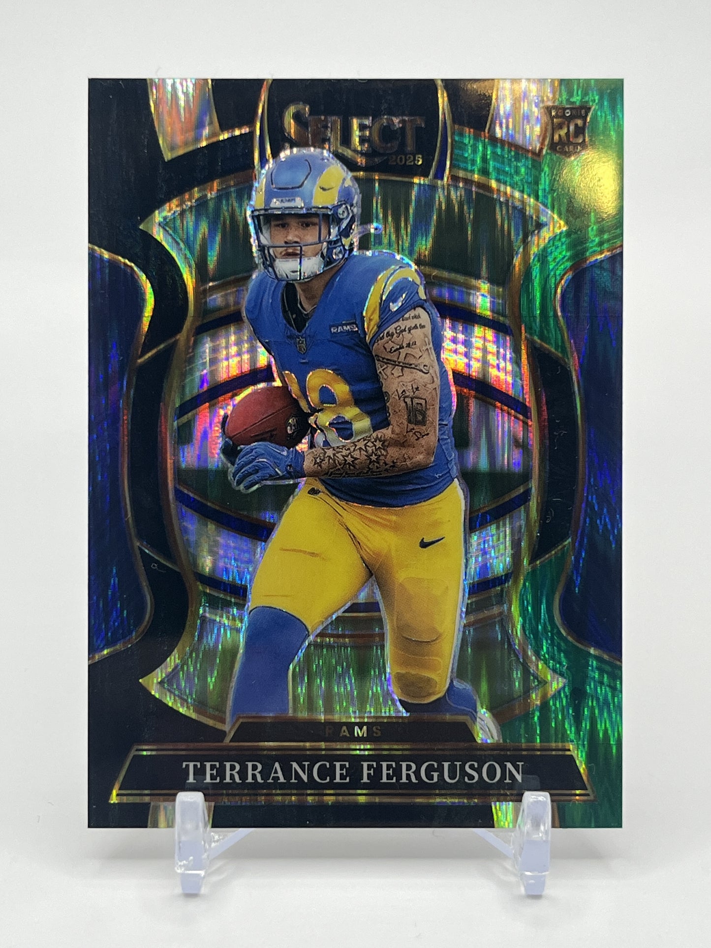 2025 Panini Select #20 Terrance Ferguson Black and Green Prizm Shock RC