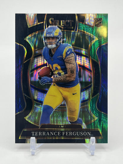 2025 Panini Select #20 Terrance Ferguson Black and Green Prizm Shock RC