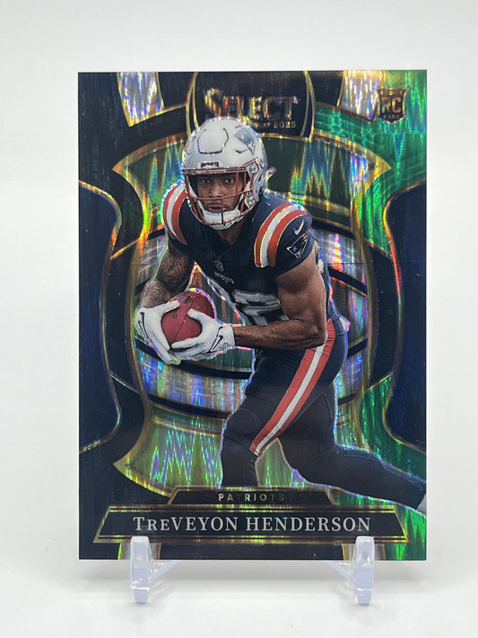 2025 Panini Select #78 TreVeyon Henderson Black and Green Prizm Shock RC
