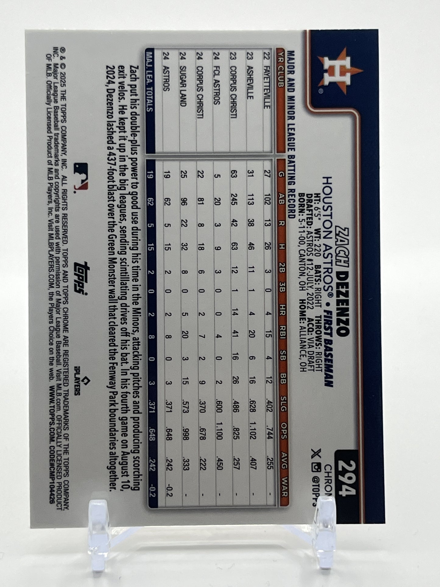2025 Topps Chrome #294 Zach Dezenzo