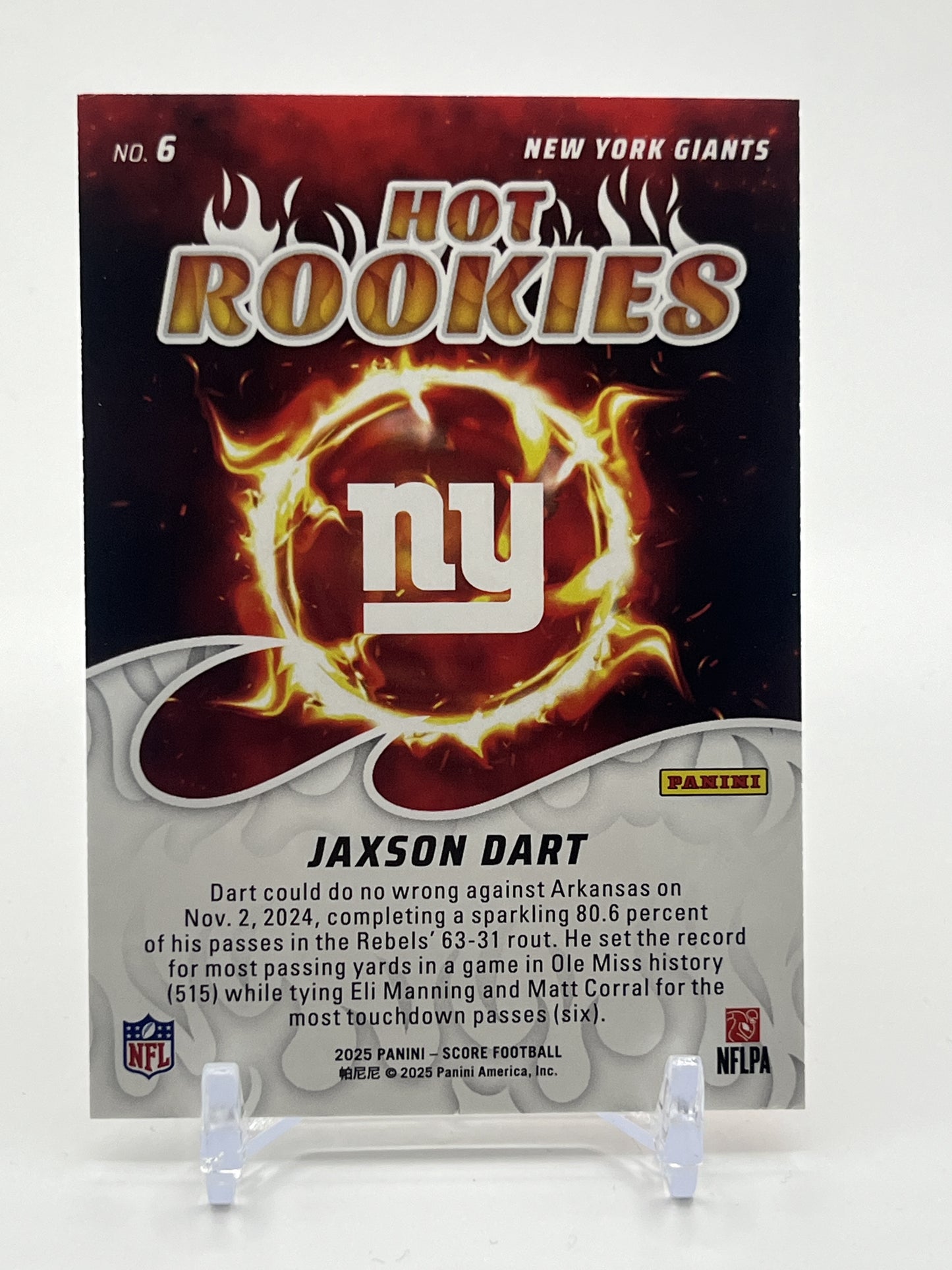 2025 Score #6 Jaxson Dart Hot Rookies