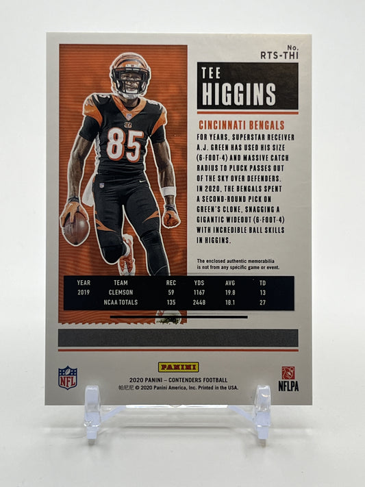 2020 Panini Contenders #RTS-THI Tee Higgins Rookie Ticket Swatches