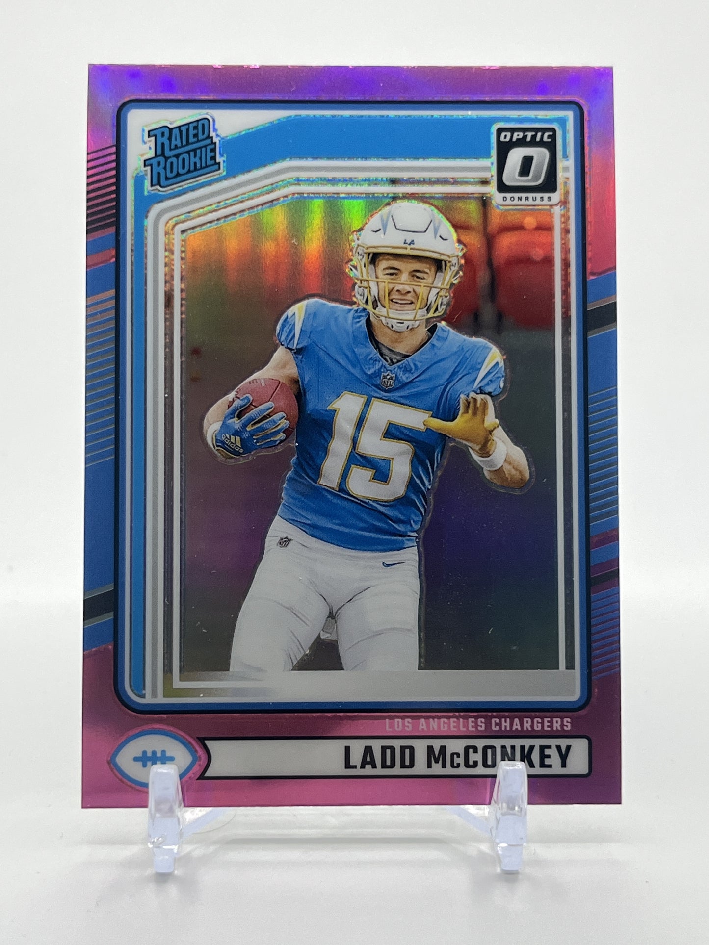 2024 Donruss #328 Ladd McConkey Optic Rated Rookies Preview Pink
