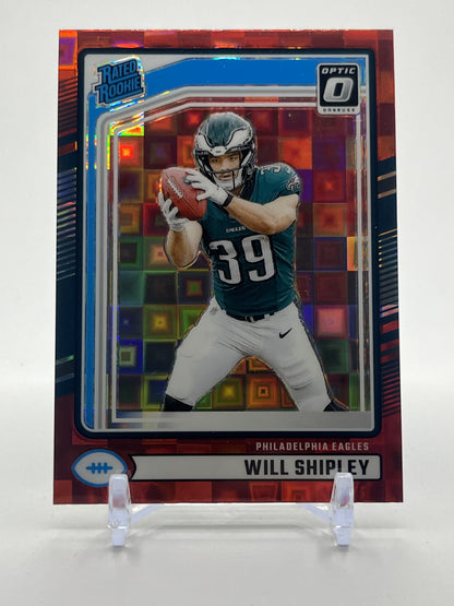 2024 Donruss #312 Will Shipley Optic Rated Rookies Preview Red Pandora