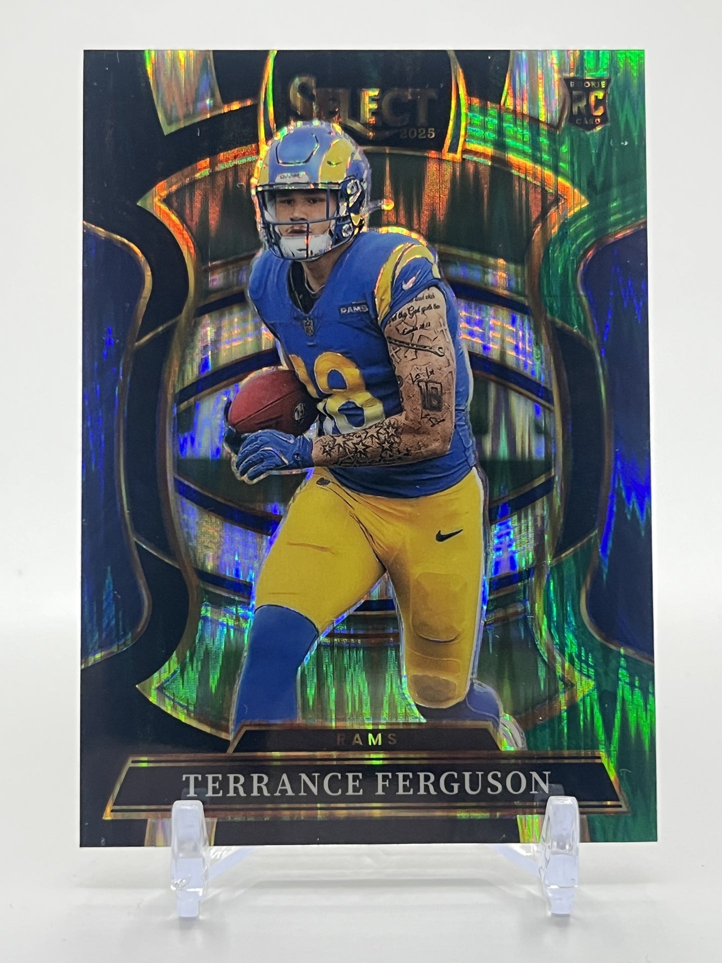 2025 Panini Select #20 Terrance Ferguson Black and Green Prizm Shock