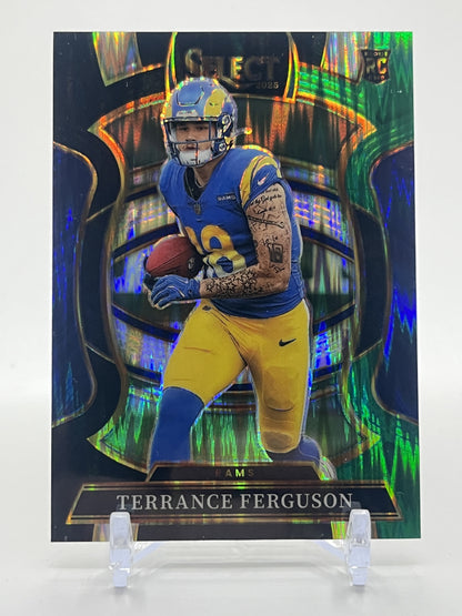 2025 Panini Select #20 Terrance Ferguson Black and Green Prizm Shock
