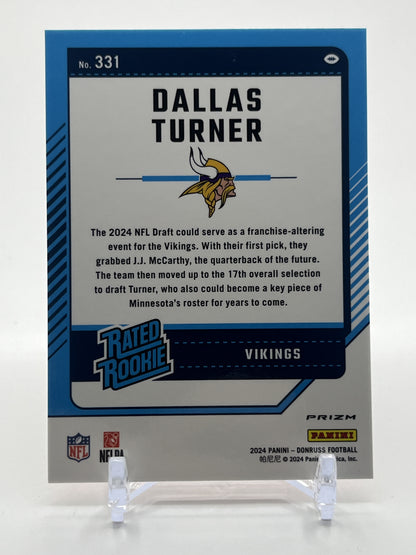 2024 Donruss #331 Dallas Turner Optic Rated Rookies Preview Red Wave