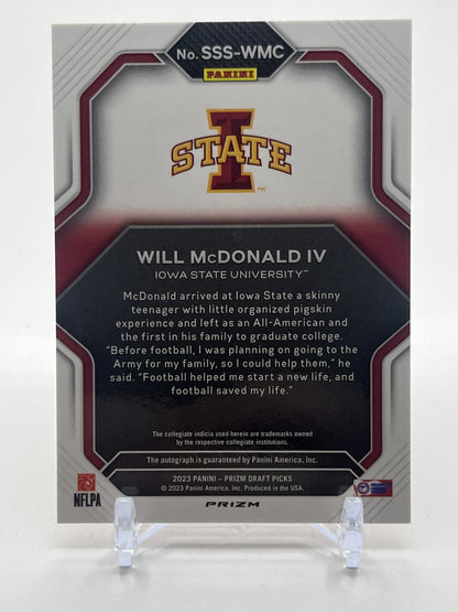 2023 Panini Prizm Draft Picks #SSS-WMC Will McDonald IV Saturday Star Signatures