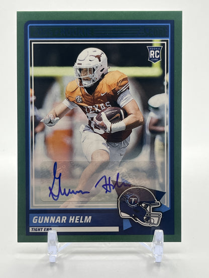 2025 Score #99 Gunnar Helm Base Rookie Signatures Green