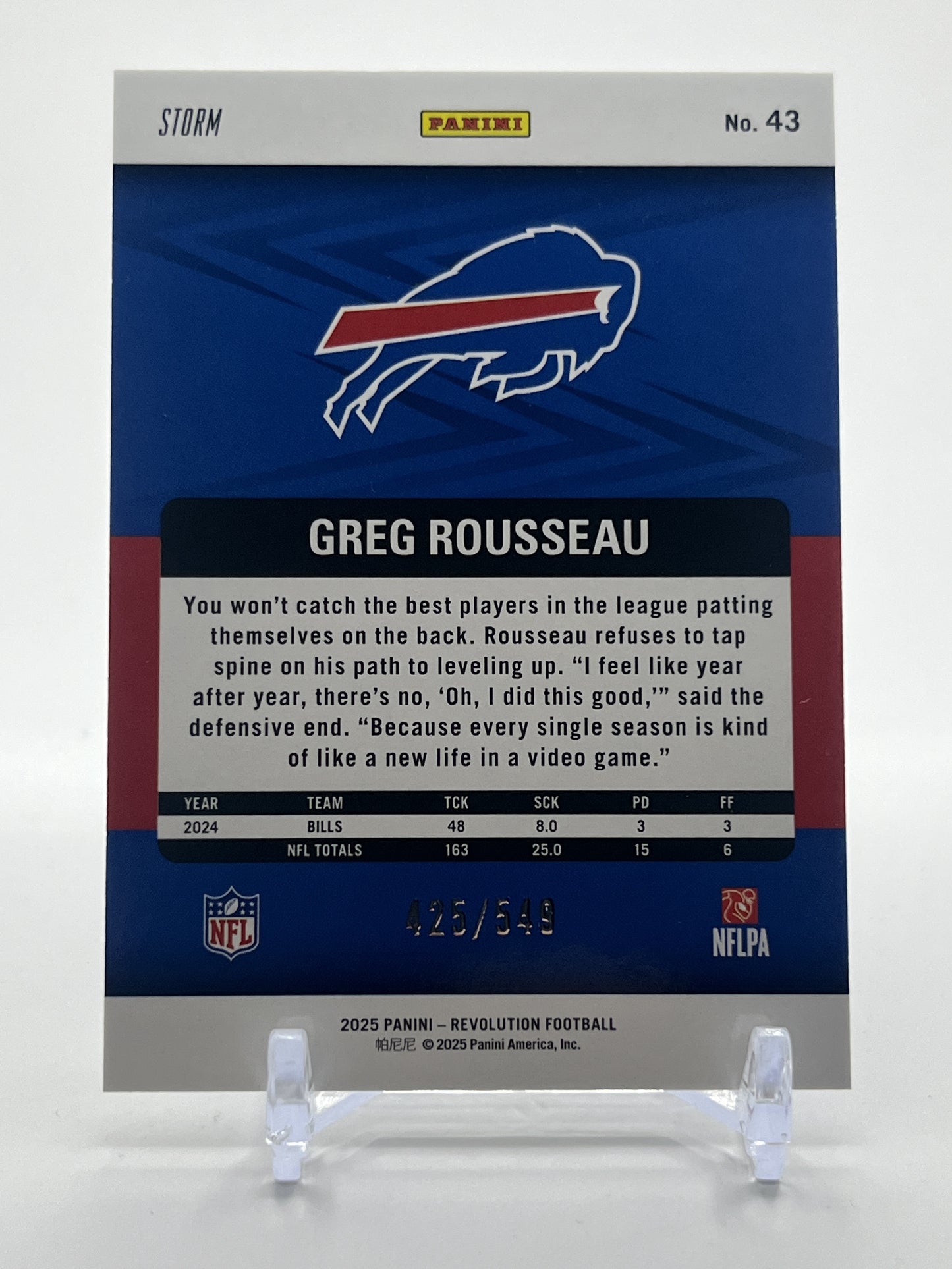 2025 Panini Revolution #43 Greg Rousseau Blue Storm #/549