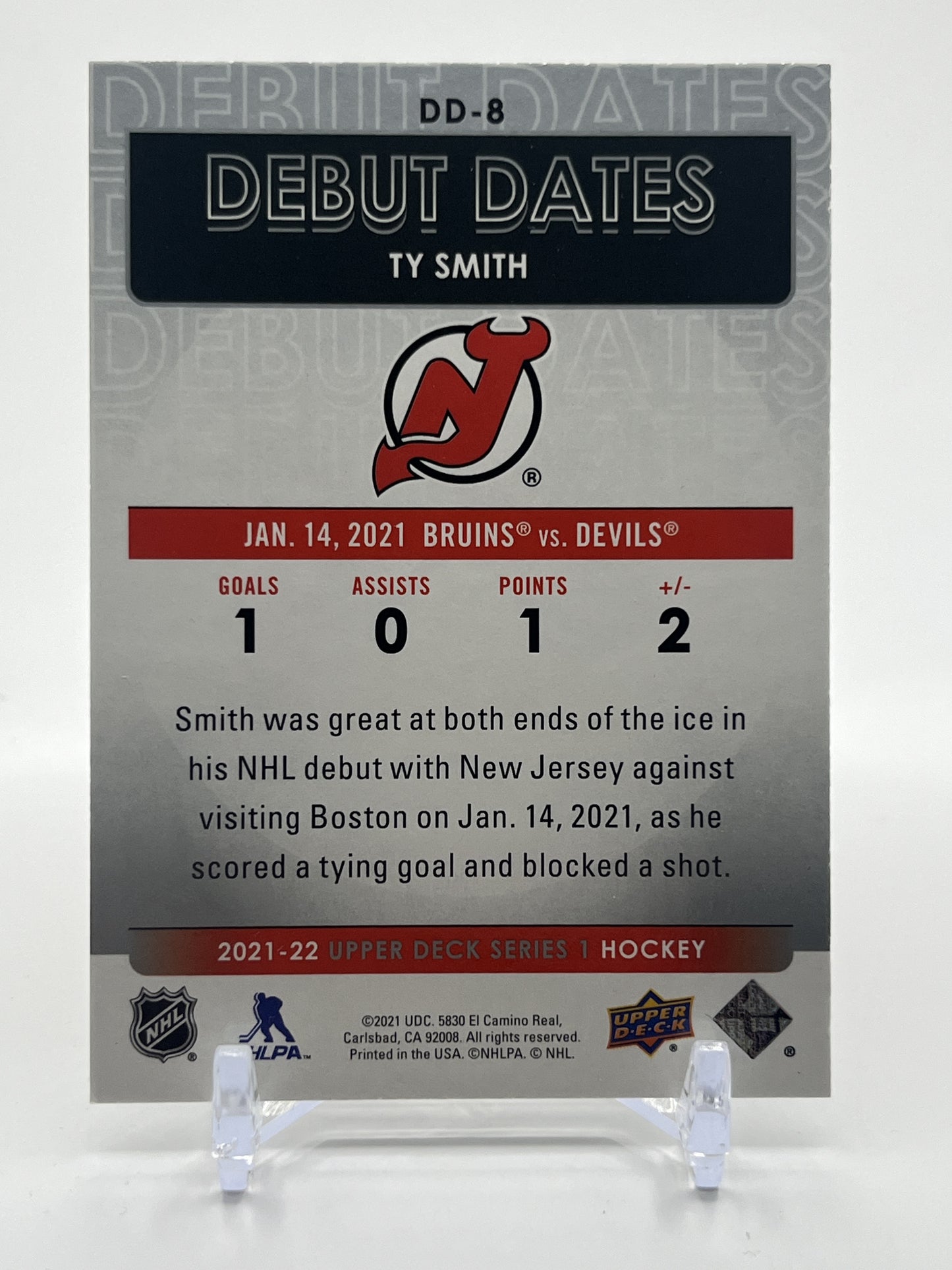 2021-22 Upper Deck #DD-8 Ty Smith Debut Dates