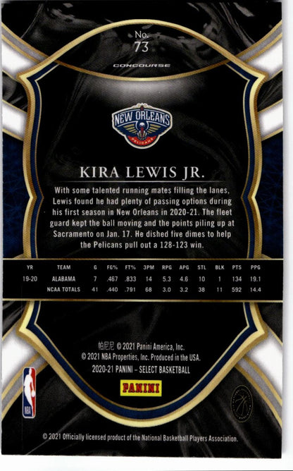 2020-21 Panini Select #73 Kira Lewis Jr. Blue