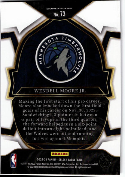 2022-23 Panini Select #73 Wendell Moore Jr. Blue Prizms