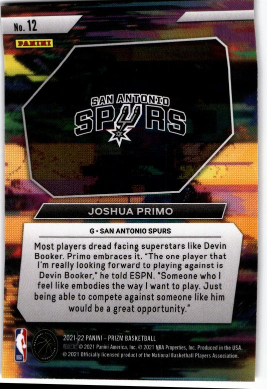 2021-22 Panini Prizm #12 Joshua Primo Instant Impact