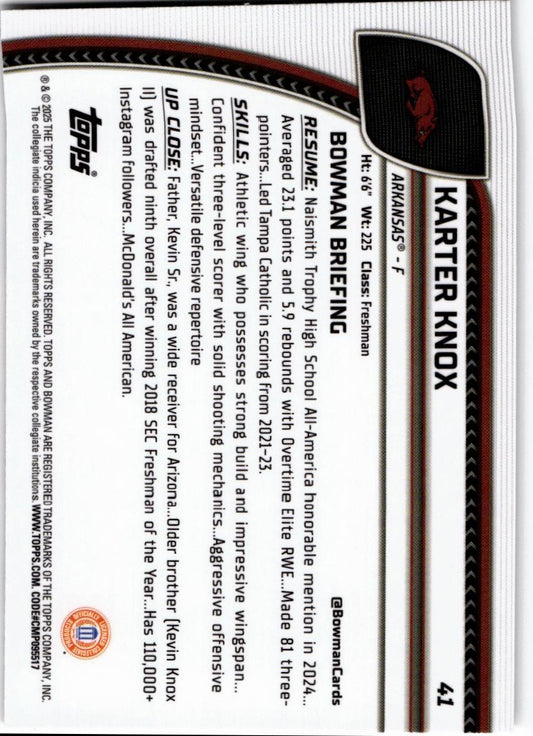 2024-25 Bowman University Chrome #41 Karter Knox