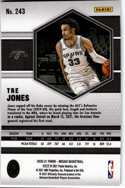 2020-21 Panini Mosaic #243 Tre Jones