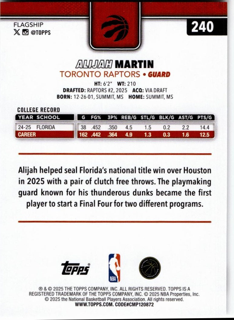 2025-26 Topps #240 Alijah Martin
