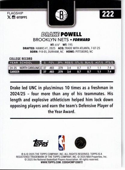 2025-26 Topps #222 Drake Powell