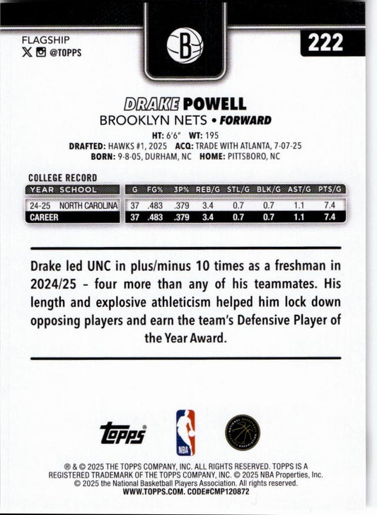 2025-26 Topps #222 Drake Powell