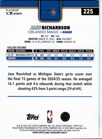 2025-26 Topps #225 Jase Richardson