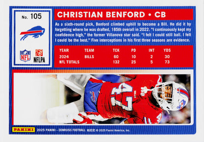 2025 Donruss #105 Christian Benford Press Proofs Red