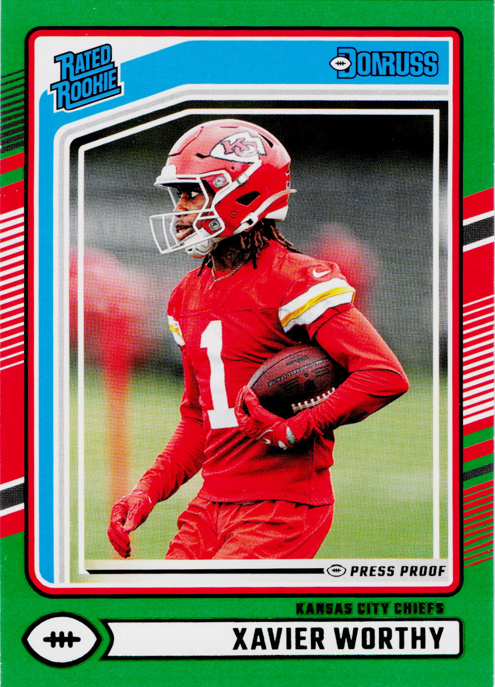 2024 Donruss #398 Xavier Worthy Press Proof Green