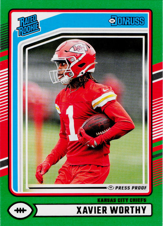 2024 Donruss #398 Xavier Worthy Press Proof Green