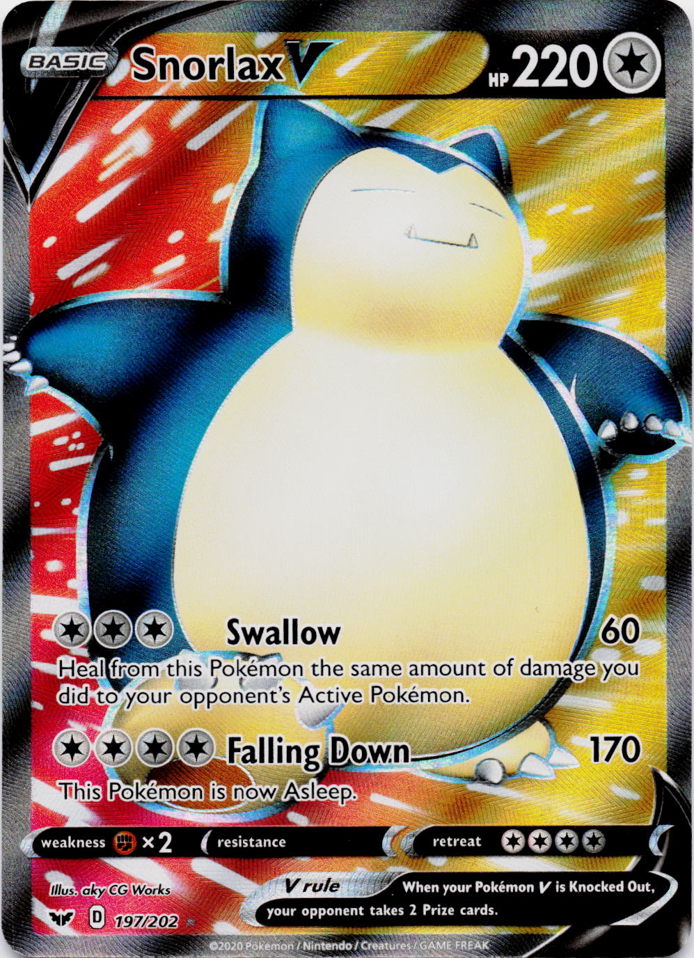 SWSH01: Sword & Shield Base Set #197/202 Snorlax V (Full Art)